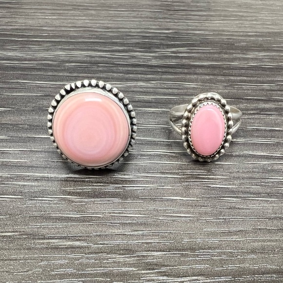 Pink conch sterling silver rings - Picture 1 of 2